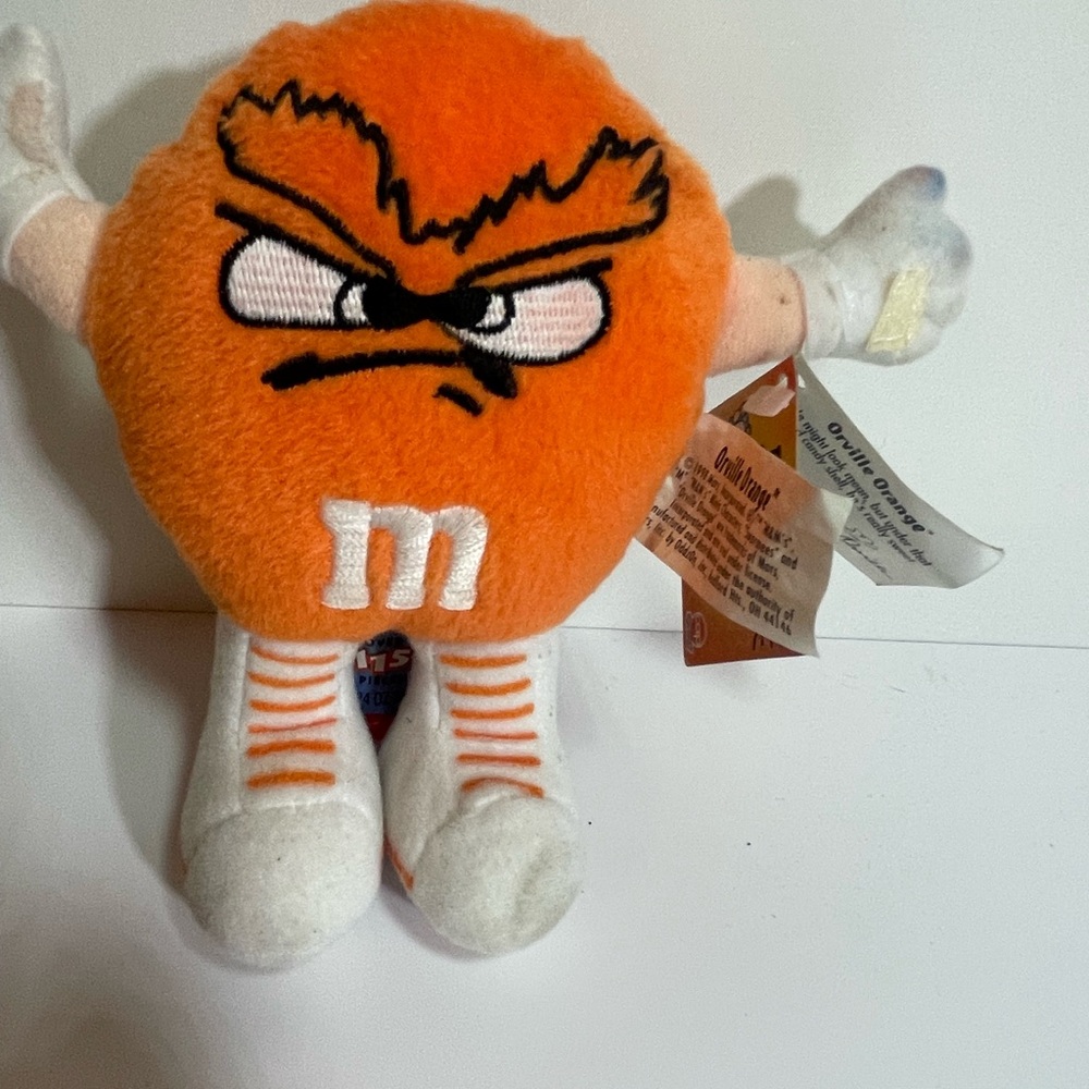Vintage 1998 Mars M&M Swarmees Orville Orange Plush Doll Toy 5" Original Tags